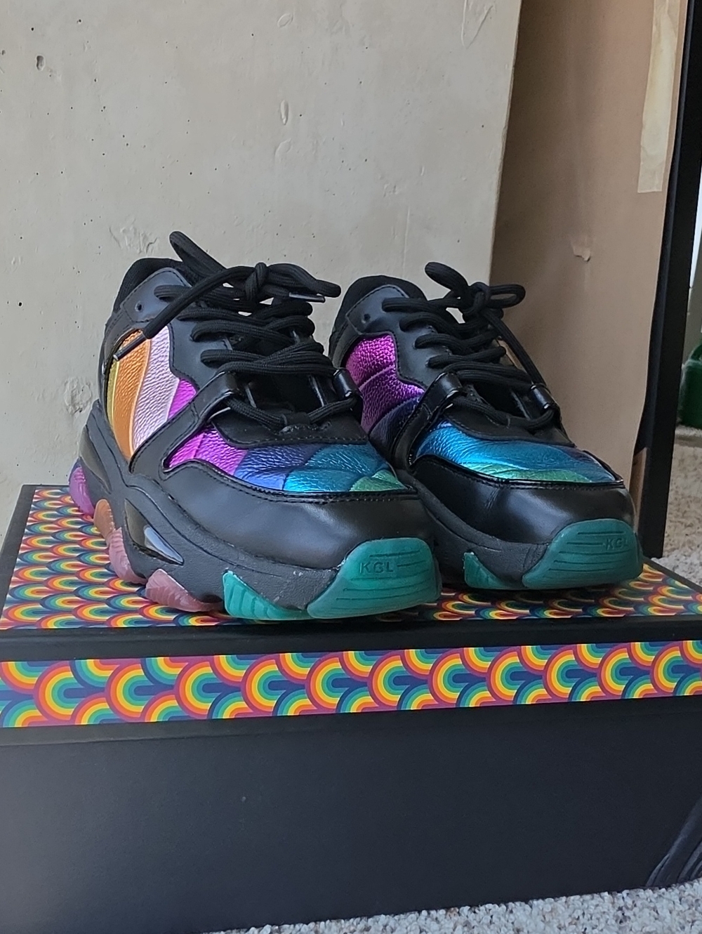 Kurt Geiger Multicolor Metallic Accent Athletic Sneakers Sz 40